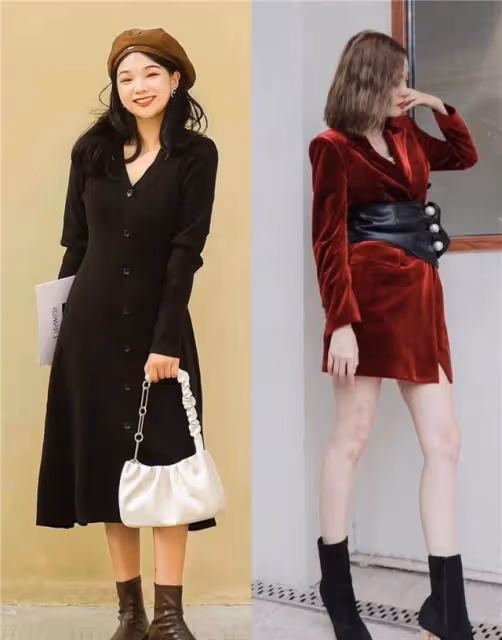 最近火了一種穿搭叫：連衣裙+裸靴，今年春天這麼穿，洋氣又顯瘦