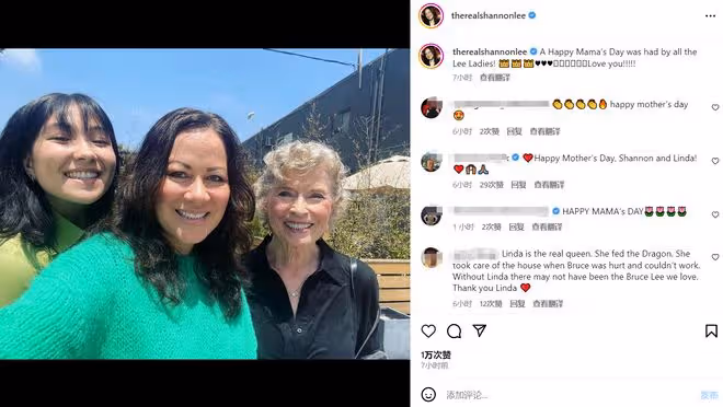 李小龍遺孀罕露面，祖孫三代過母親節太開心，與三婚老公生活幸福