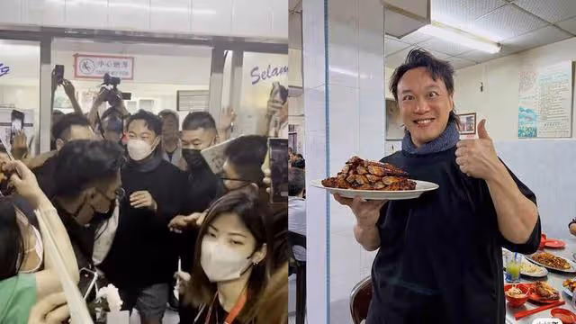 香港天王巨星接地氣深夜吃宵夜,多名保安開路,面露尷尬