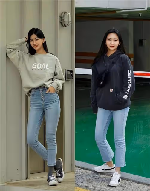穿衛衣時，到底配「牛仔褲」還是「運動褲」？素人街拍告訴你答案