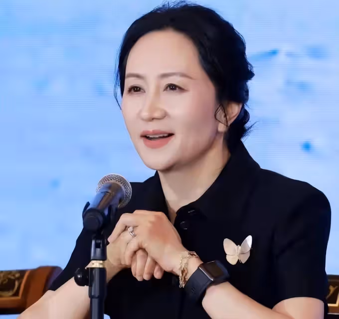孟晚舟不需要金銀珠寶來襯托,一顆「胸針」承載著高貴氣質,如此精緻