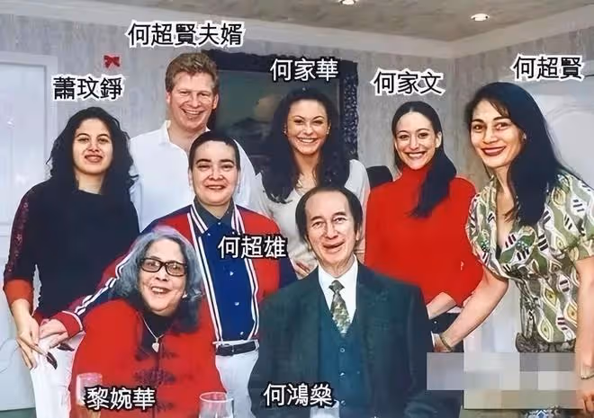 何家文與丈夫Sam全家合影,何家文是何鴻燊孫女中最成功的代表