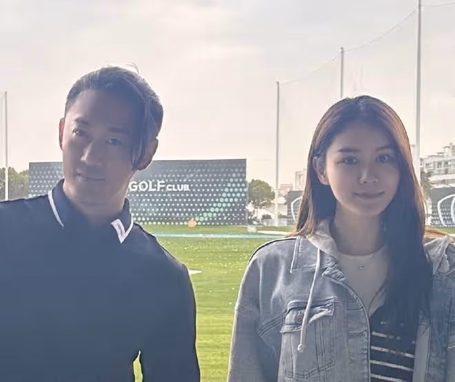 張馨月曬全家福,與林峯帶女兒打高爾夫,Luna從小被當名媛培養
