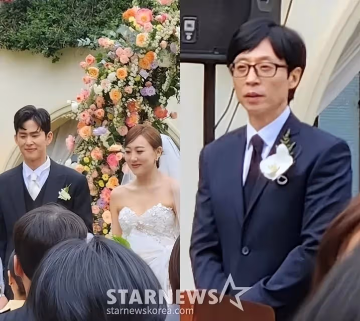 劉在錫主持,EXO的SUHO唱祝賀曲,像頒獎典禮一樣的婚禮被公開