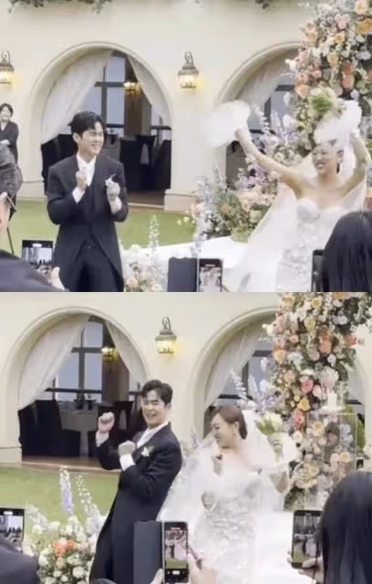 劉在錫主持,EXO的SUHO唱祝賀曲,像頒獎典禮一樣的婚禮被公開