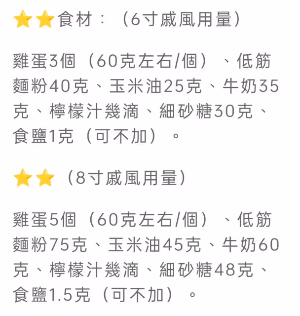 用過上百次從未失敗的戚風蛋糕的做法