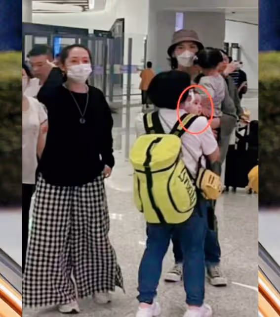 郭碧婷帶兒女到杭州遊玩，向佐機場出口焦急等待！兒子相貌似母親
