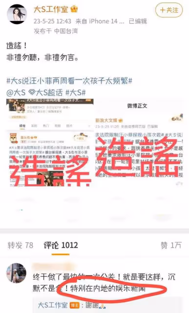 這一次,限制汪小菲探視孩子的大S,即使闢謠也不再被網友容忍了