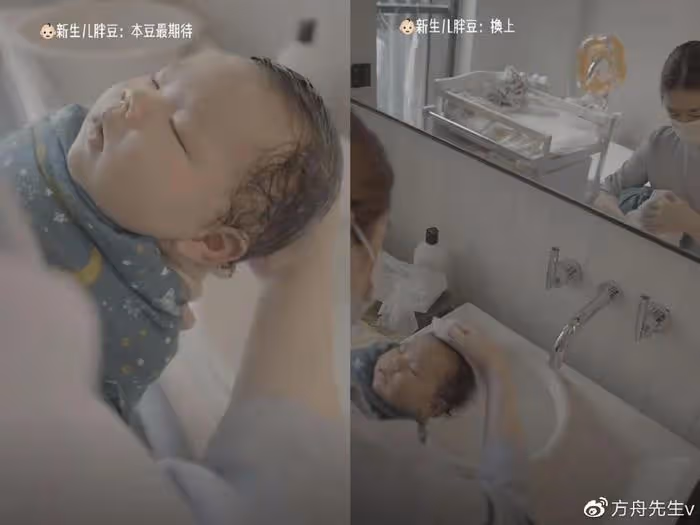 程曉玥曬滿月女兒萌照,胖豆豆學會抬頭,長相與媽媽小時候如複製粘貼