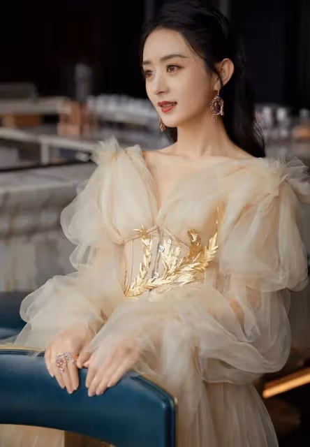 趙麗穎一襲鎏金輕紗禮服亮相時尚芭莎派對,代言國產高定引關注
