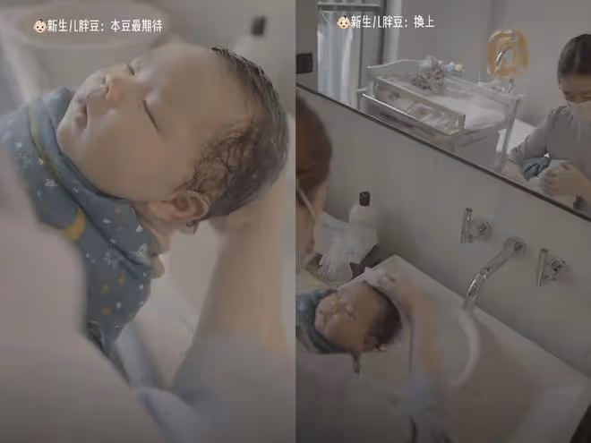 程曉玥曬滿月女兒萌照,胖豆豆學會抬頭,與媽媽小時候如複製粘貼