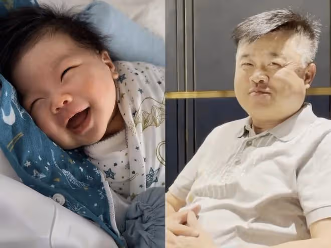 程曉玥曬滿月女兒萌照,胖豆豆學會抬頭,與媽媽小時候如複製粘貼