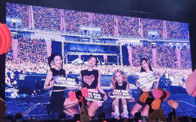 BLACKPINK演唱會,粉絲將裝有攝像頭的娃娃扔到台上,Lisa撿起扔回