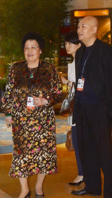 遲重瑞老婆一身貴婦的氣息,穿碎花裙挺有氣質的,胖點也耐看