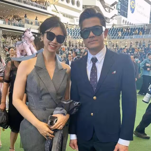 沙田馬場偶遇郭富城夫婦,方媛生圖精修差別大,被指沒有素人漂亮