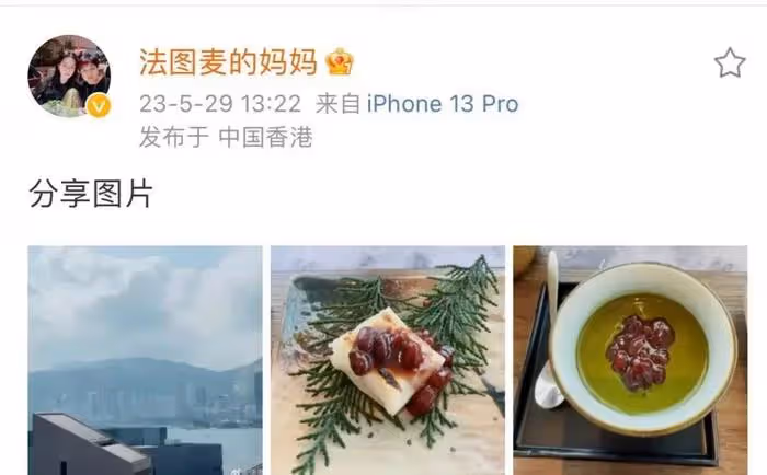 哈文時隔多年後回國,曬美食心情大好,不排除為21歲女兒事業鋪路