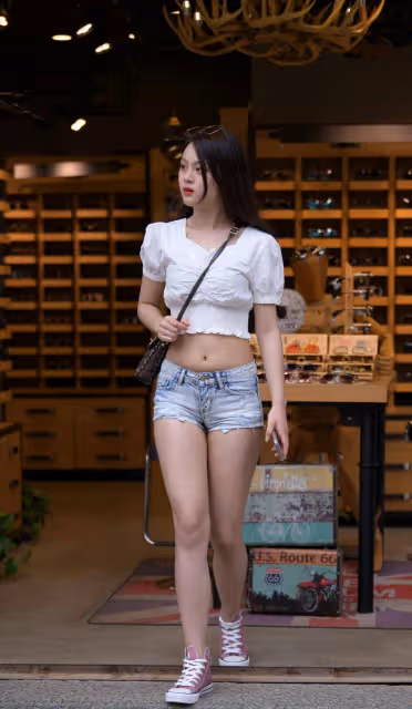 低腰牛仔短褲顯矮?搭配短款上衣,顯高顯瘦還顯身姿曼妙