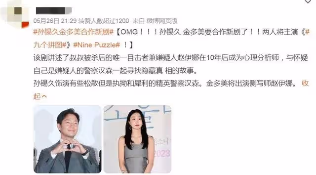 孫錫久辭演全智賢新作，只為合作金多美的懸疑劇