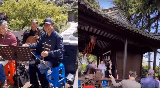網友偶遇馮鞏拉二胡!一旁大媽興奮直跳腳,引全場路人圍觀拍照