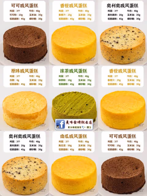 🔥6寸/8寸戚風蛋糕配方,新手零失敗‼️