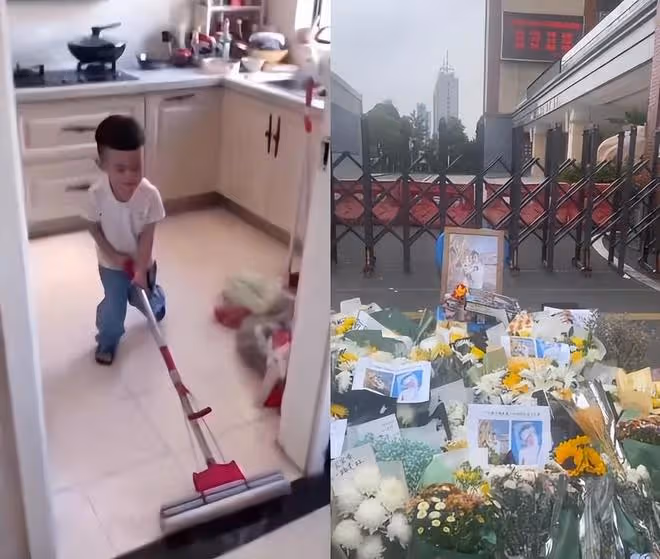 學生被撞死媽媽跳樓後續:家屬為母子舉辦葬禮,學校門口擺滿鮮花