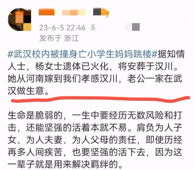 武漢跳樓楊女士已火化安葬，生前工作被曝光，她為人熱情生活樂觀