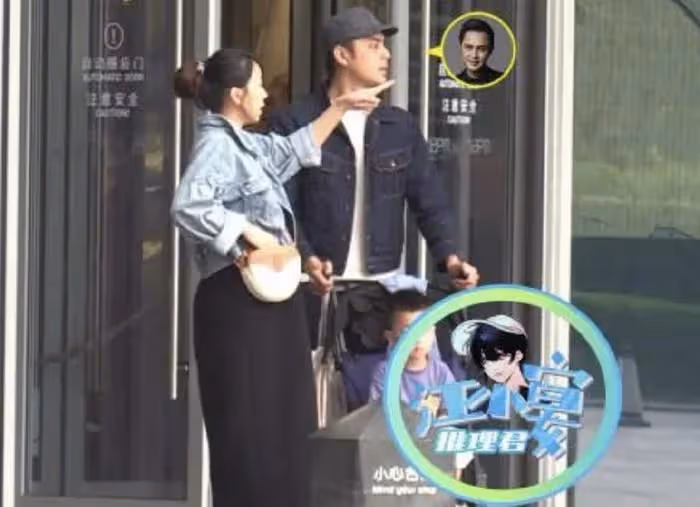 明道一家三口逛街被拍，老婆7個月孕肚超大，3歲兒子帥氣像爸爸