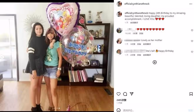 66歲羅芙洛罕曬母女合影,為女兒慶24歲生日,愛女戴鼻環身材出眾