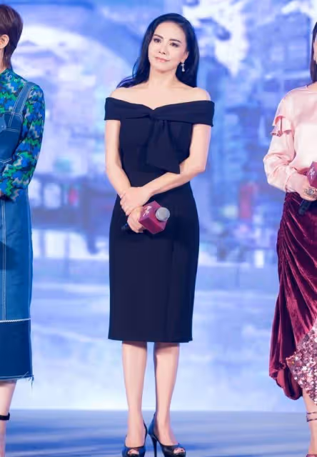 「時尚女神」田麗不顯老 穿一字肩禮服走御姐風 曾是馬景濤女友