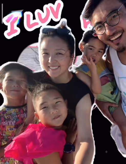 何潔曬老公兒女,刁磊耐心陪娃好有愛,三個寶貝長大了都像媽媽
