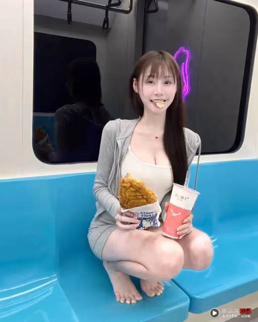 美女大胃王穿「超凶激緊」公然違反規定捷運飲食?遭掀真相網傻眼:好壞