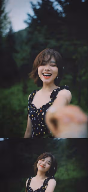 33歲譚松韻身穿碎花小黑裙,溫柔甜美的少女感,看不出真實年齡