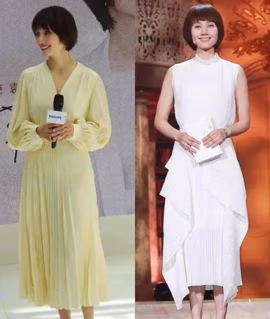 看了45歲袁泉的中年打扮,才明白:衣服成套、裙子過膝,優雅高級