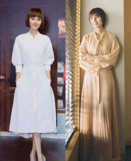 看了45歲袁泉的中年打扮,才明白:衣服成套、裙子過膝,優雅高級