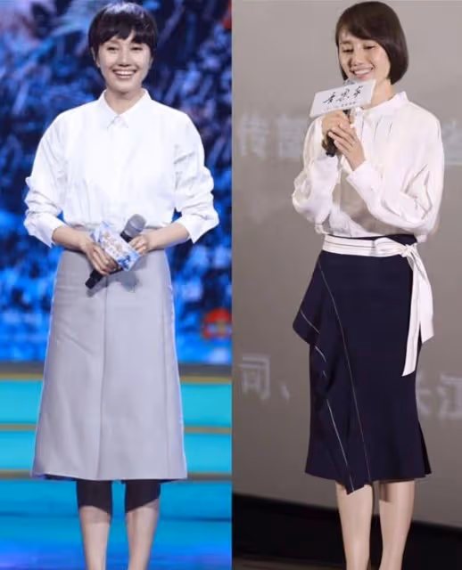 看了45歲袁泉的中年打扮,才明白:衣服成套、裙子過膝,優雅高級