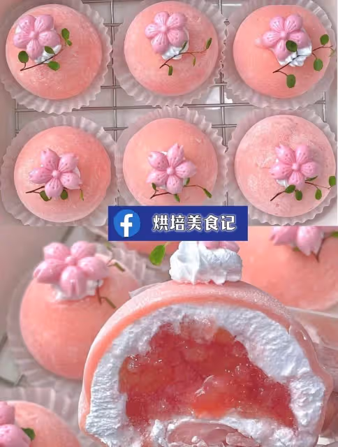 🍑蜜桃流心雪媚娘！免烤箱糯嘰嘰