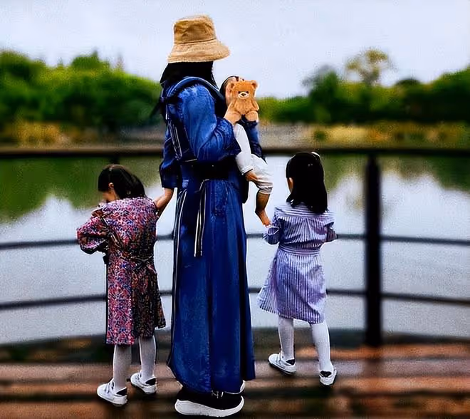 張傑父親節抱倆女兒打架子鼓,2歲小咘芽揮舞小手律動感超好