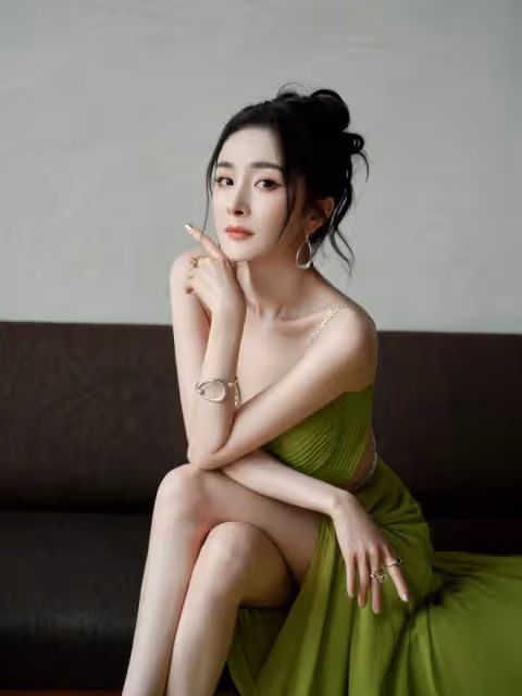 楊冪近照美出新高度,穿弔帶深V裙身材火辣,盤發造型夢回晴川