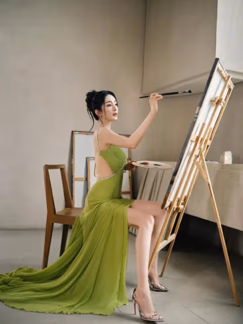 楊冪近照美出新高度,穿弔帶深V裙身材火辣,盤發造型夢回晴川