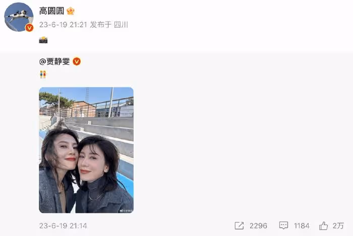 夢回《倚天屠龍記》!48歲賈靜雯43歲高圓圓曬合影,美得像雙胞胎