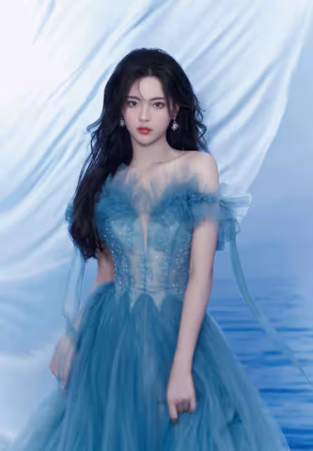 楊超越穿白色斜肩禮服裙宛若美神降臨,皮膚白美大秀曲線