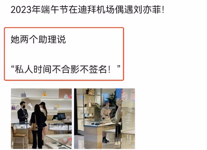 劉亦菲杜拜被偶遇,逛奢侈品店身邊跟2個助理,拒合影簽名惹爭議