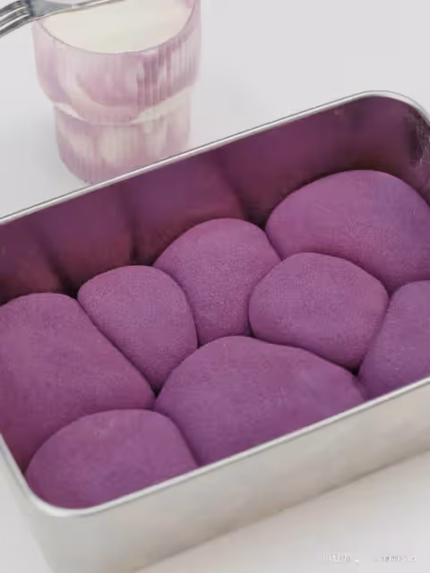 免烤箱💜爆漿芋泥糯米糍!!炫了半盤!