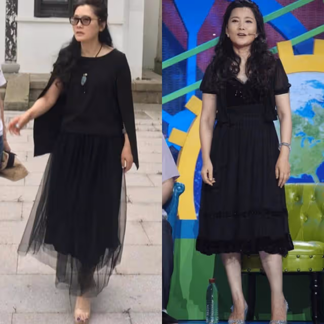 看著60歲的何賽飛,我??發現披肩發、卷髮、裙子過膝的她更加美麗
