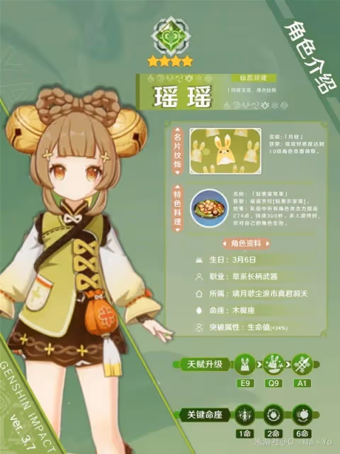 《原神》3.7瑤瑤出裝與隊伍搭配指南