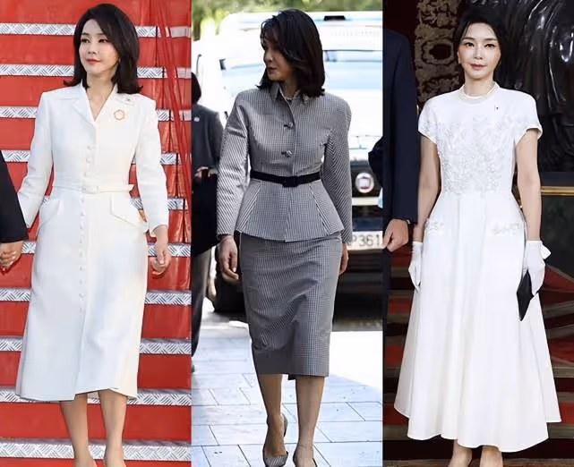 金建希歡迎印尼總統夫婦!西裝配花裙又美又美,摘下東西又變美了