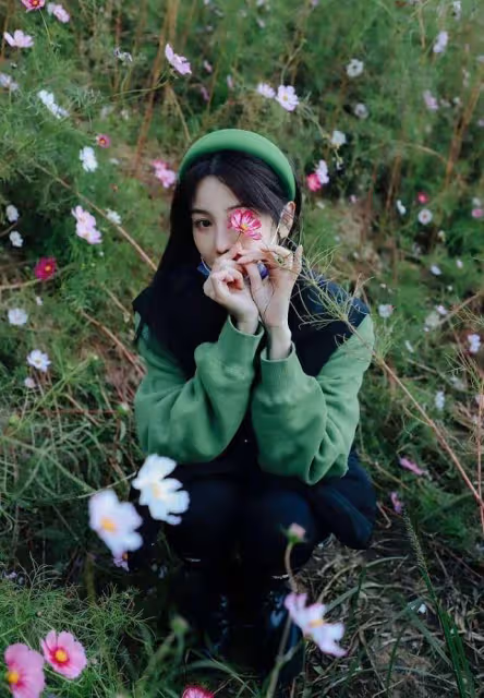 陳小紜實力演繹「人比花嬌」,穿衣看著挺美的,這少女感沒誰了