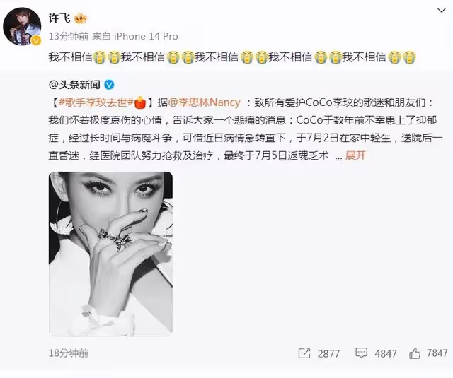 親姐證實!48歲李玟因抑鬱症輕生去世,孫紅雷鄧紫棋熊黛林等發文痛悼