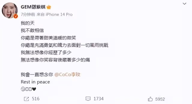 親姐證實!48歲李玟因抑鬱症輕生去世,孫紅雷鄧紫棋熊黛林等發文痛悼