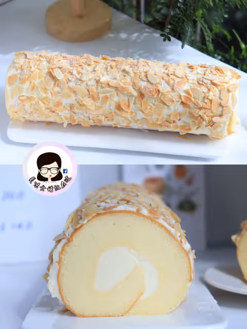 經典的老式咸奶油杏仁蛋糕卷❤️真的太好吃